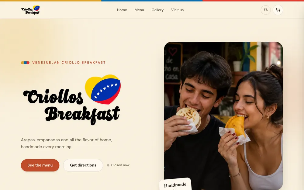 Criollos Breakfast — sitio web