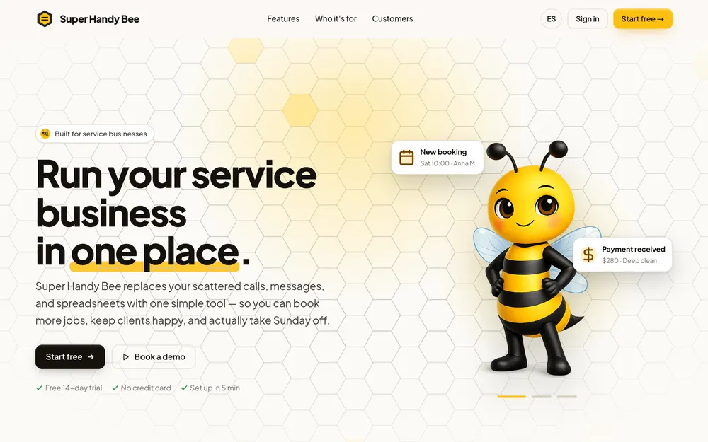 Super Handy Bee — sitio web